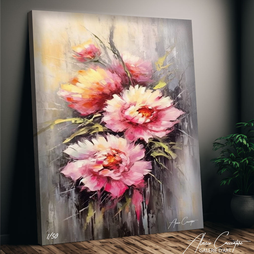 tableau pivoine rose