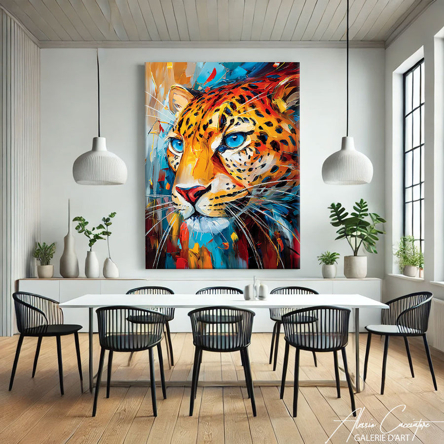 TABLEAU LÉOPARD ACRYLIQUE – mise en situation