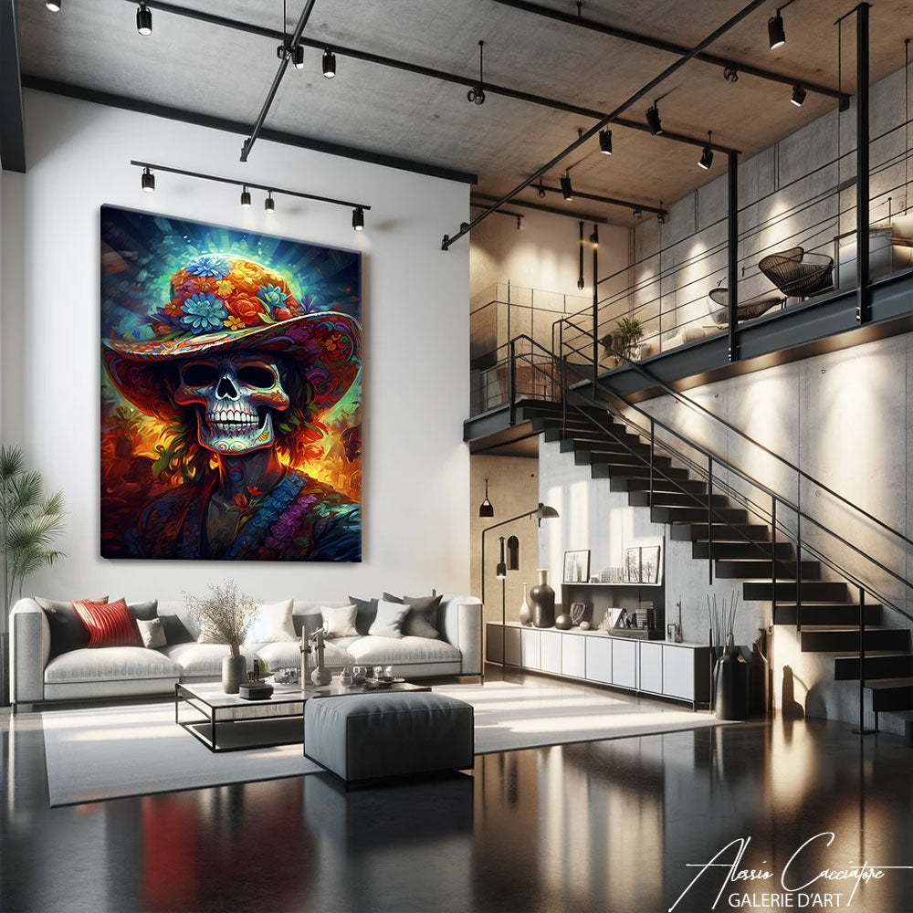 tableau tete de mort mexicaine