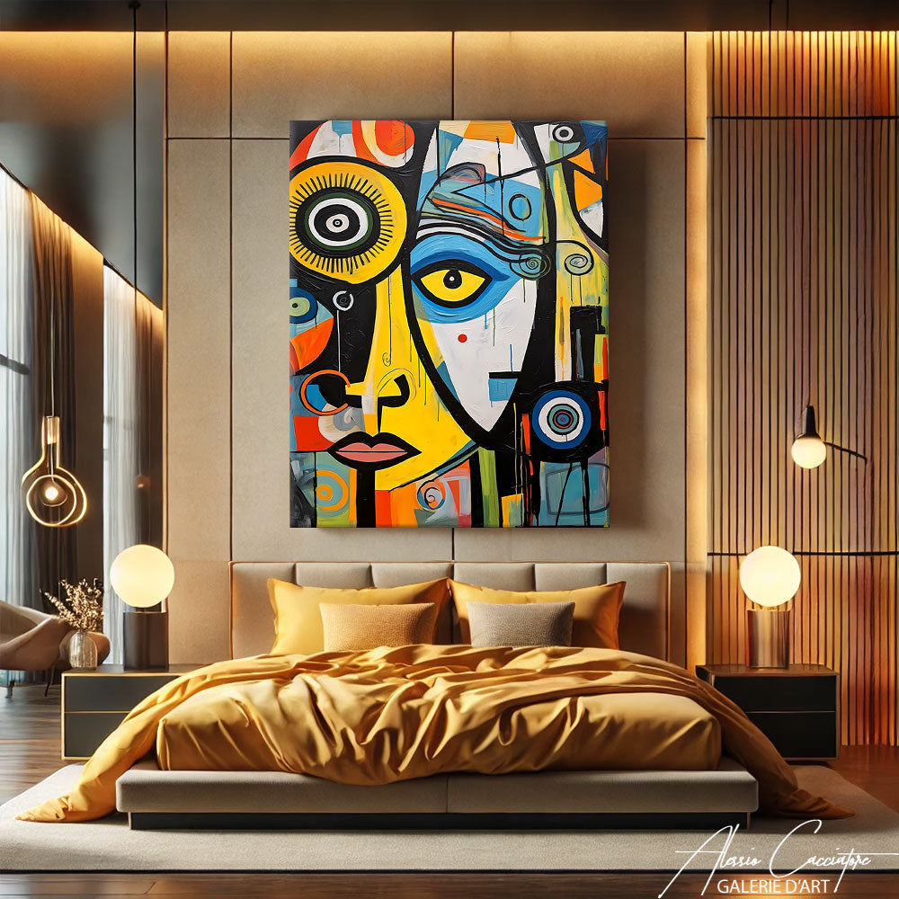 tableau abstrait visage