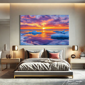 TABLEAU COUCHER DE SOLEIL MER MODERNE