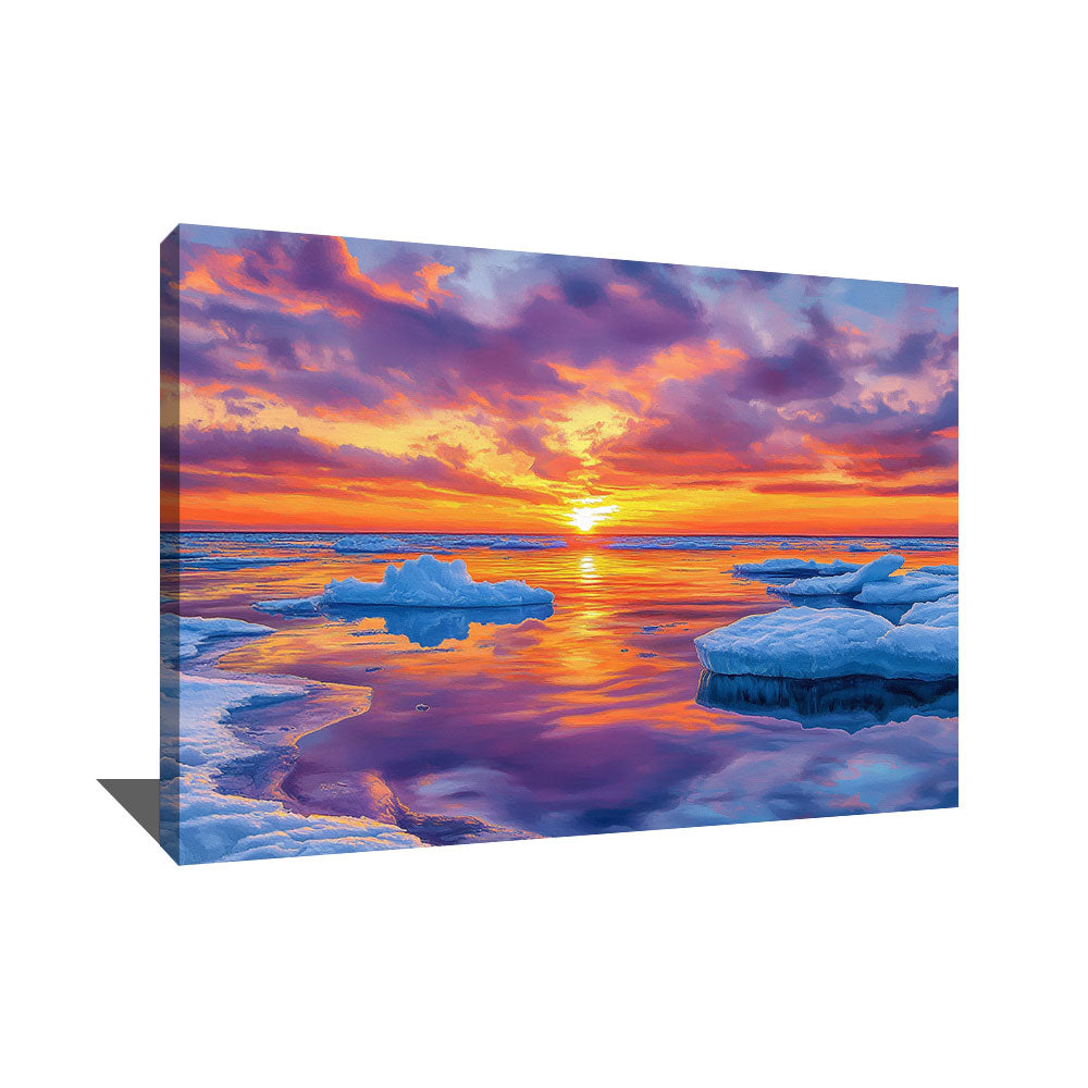 TABLEAU COUCHER DE SOLEIL MER MODERNE