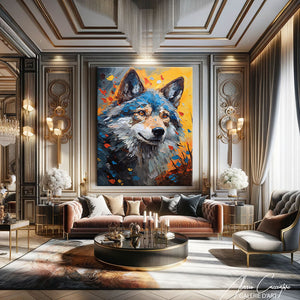 tableau loup coloré