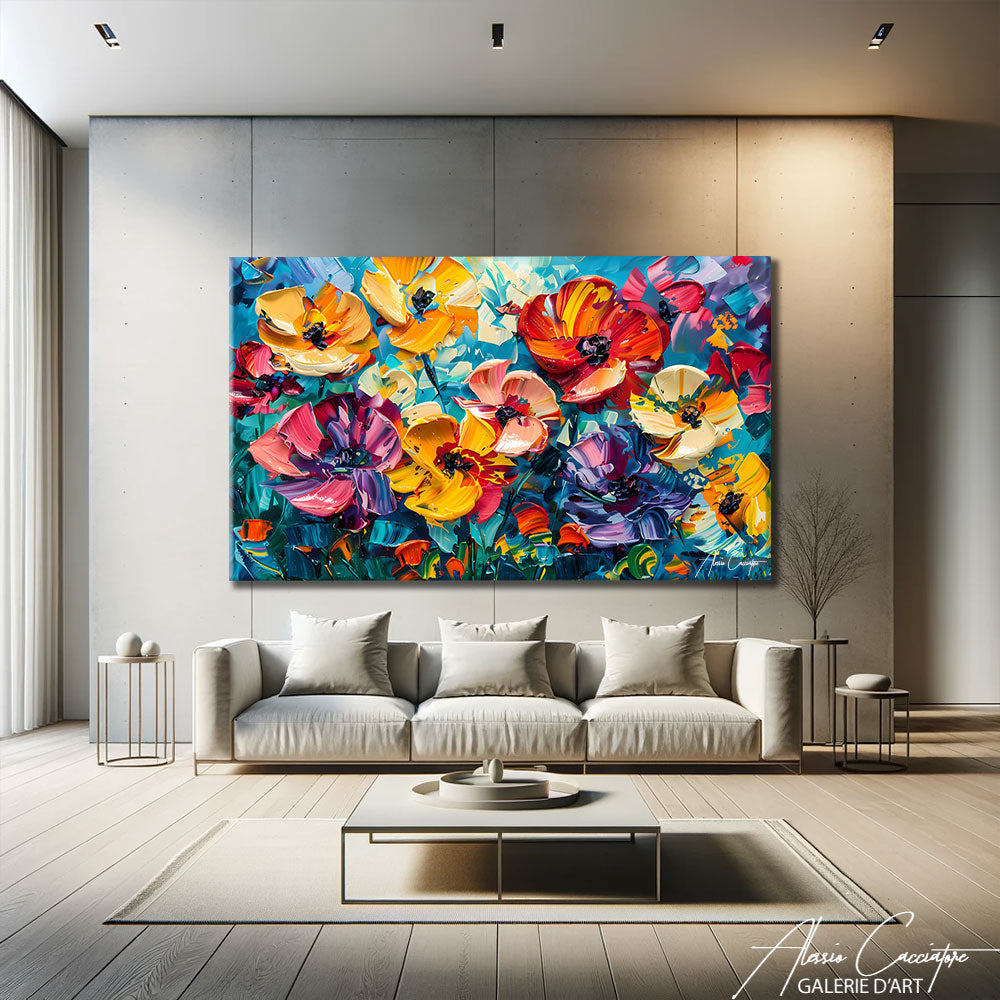 tableau fleurs coloré