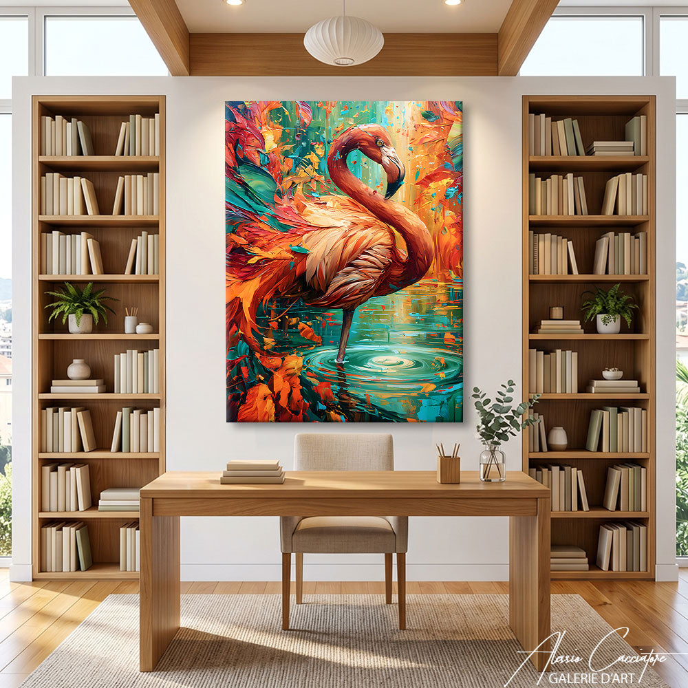Affiche Peinture Flamant Rose