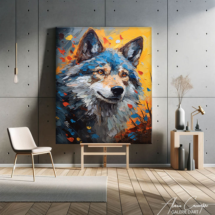 peinture acrylique loup