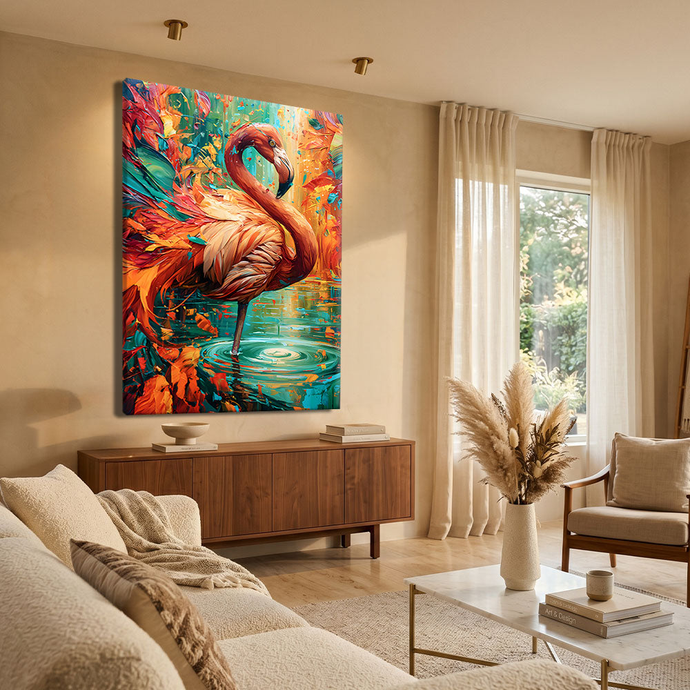 Décoration Murale Peinture Flamant Rose