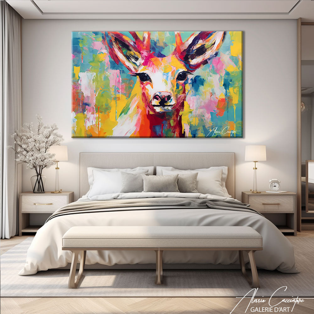 tableau cerf abstrait