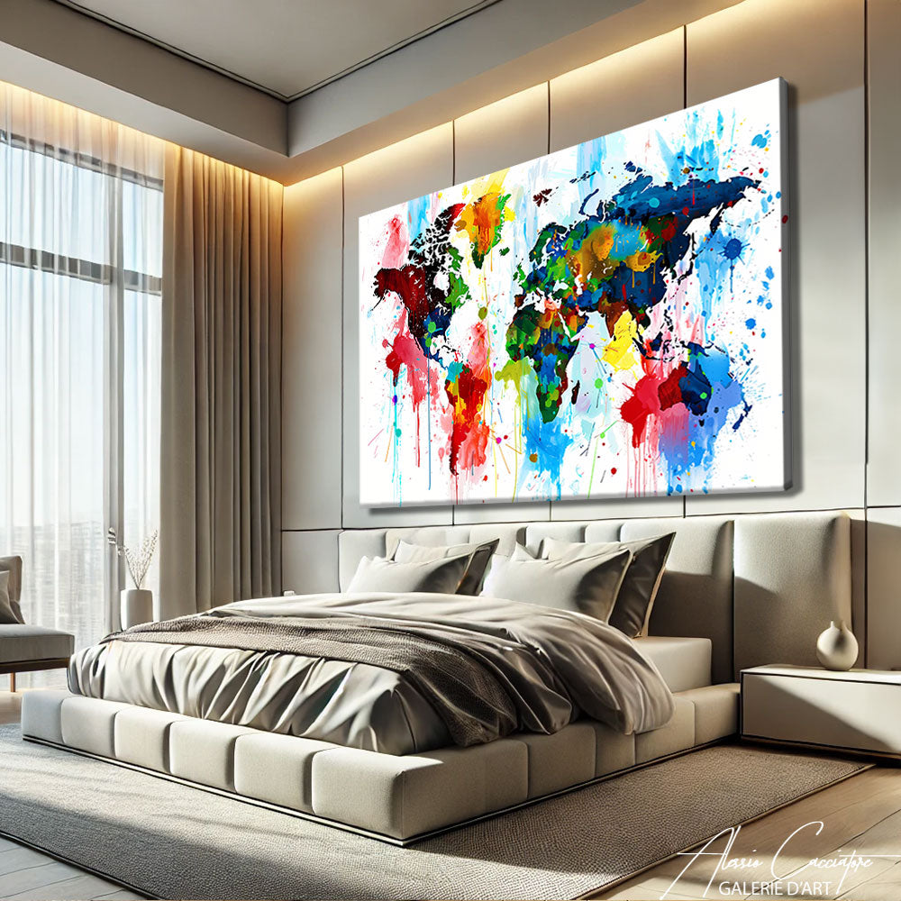 TABLEAU CARTE DU MONDE ABSTRAIT
