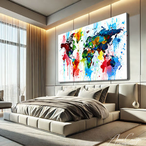 TABLEAU CARTE DU MONDE ABSTRAIT
