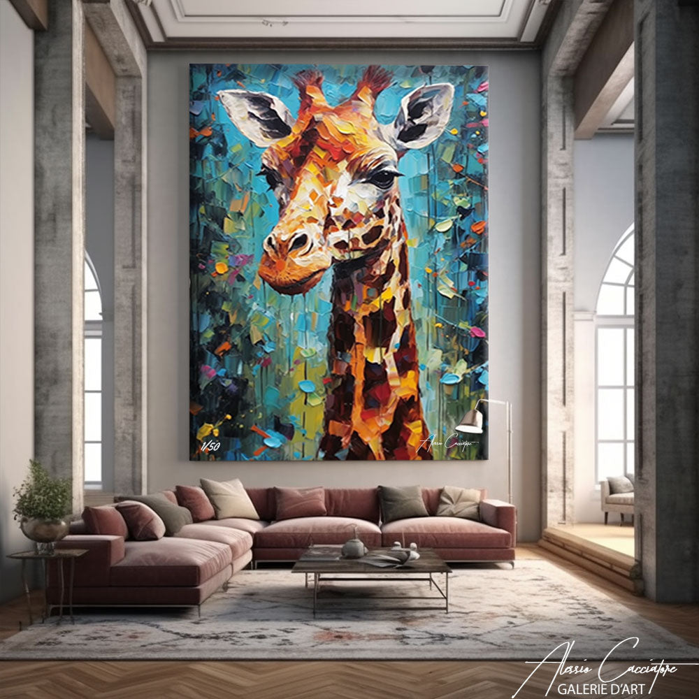 tableau abstrait girafe