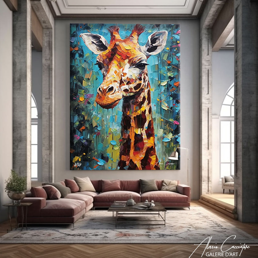 tableau abstrait girafe – mise en situation