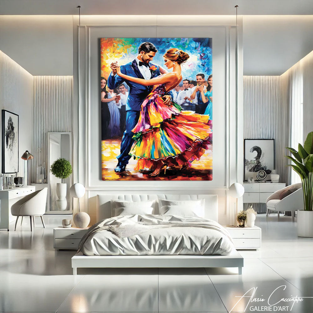 couple sous la pluie peinture 
