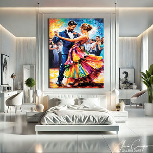 couple sous la pluie peinture 
