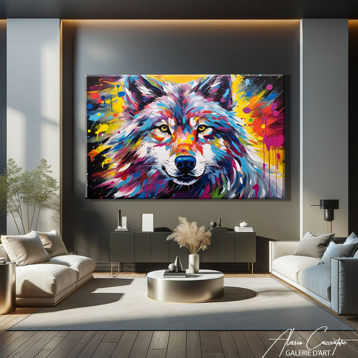 tableau loup coloré