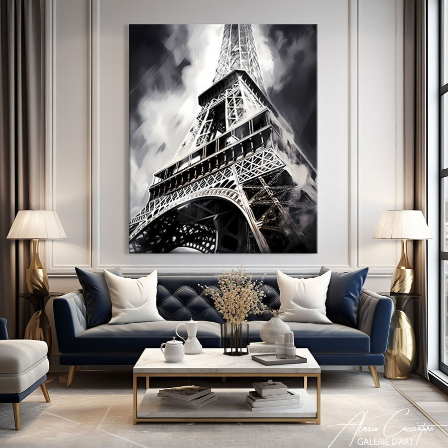 Tableau Tour Eiffel Noir et Blanc – mise en situation