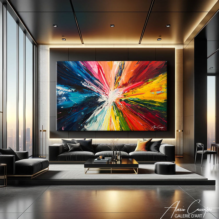 Tableau Abstrait Coloré Grand Format – mise en situation