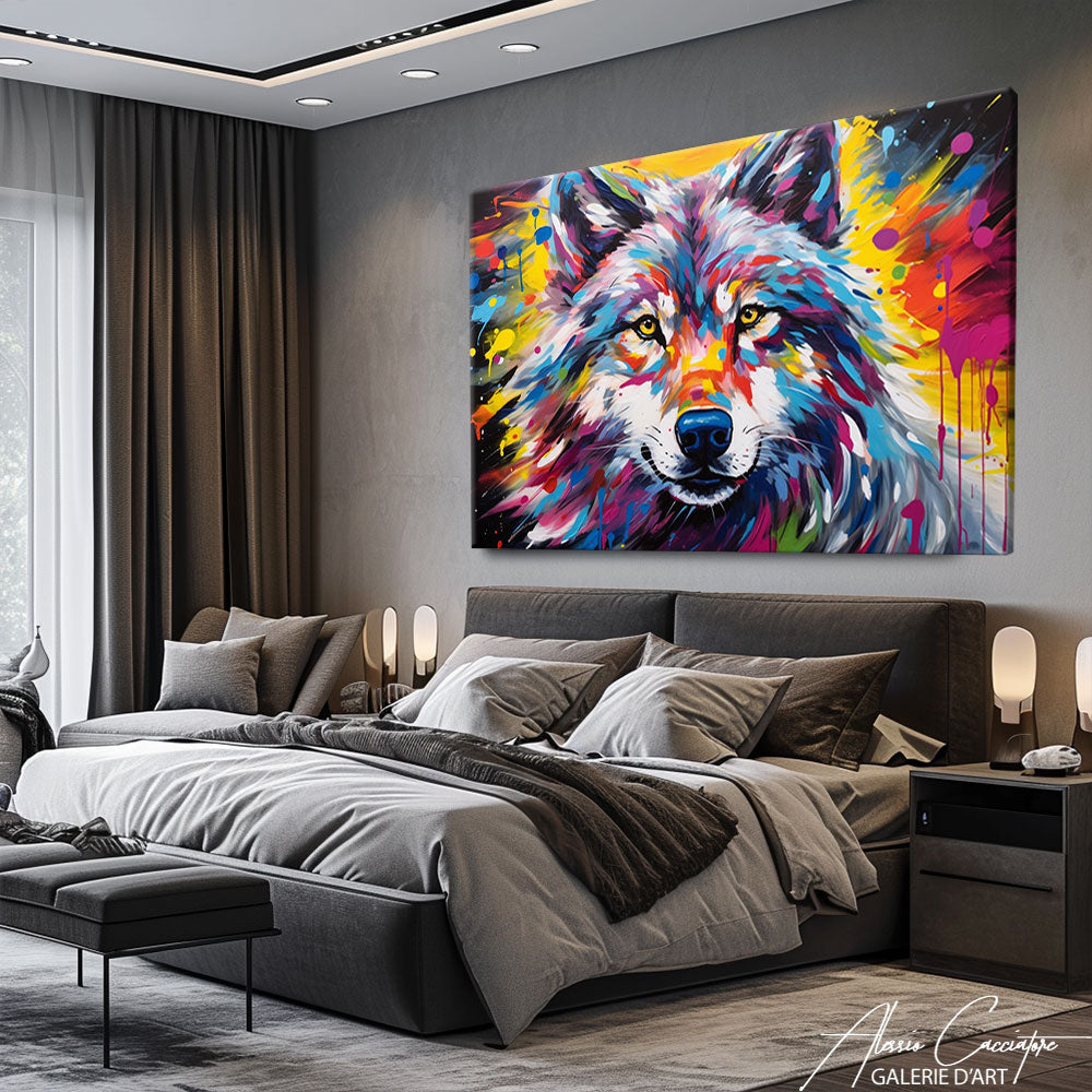 tableau loup pop art