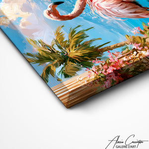 Art Mural Flamant Rose