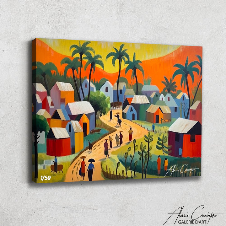 peinture village africain