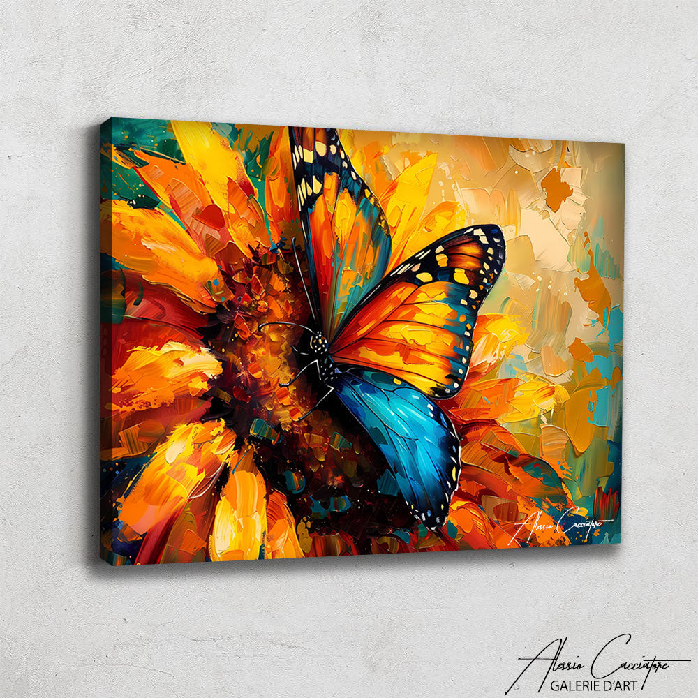 Peinture Papillon Fleurs