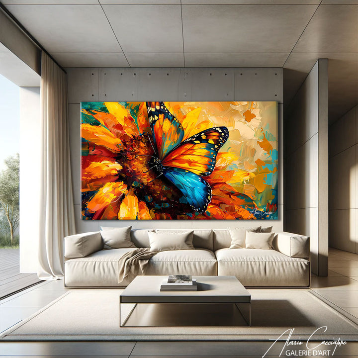 Peinture Papillon Fleurs