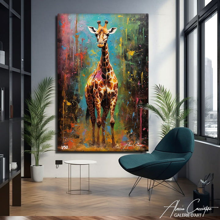 tableau girafe pop art