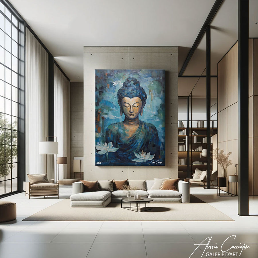 tableau peinture sur toile bouddha – mise en situation