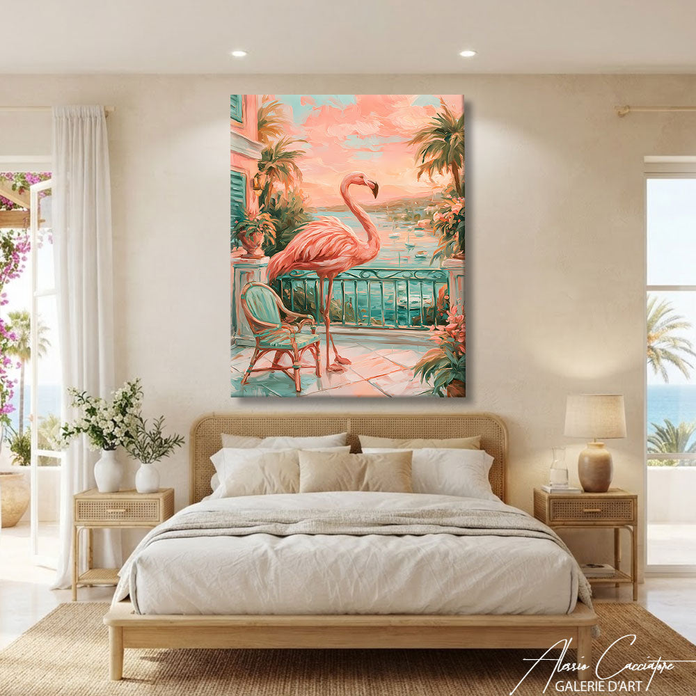 Toile Flamant Rose Tableau Peinture