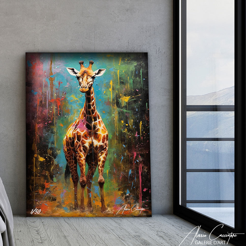 tableau girafe contemporain