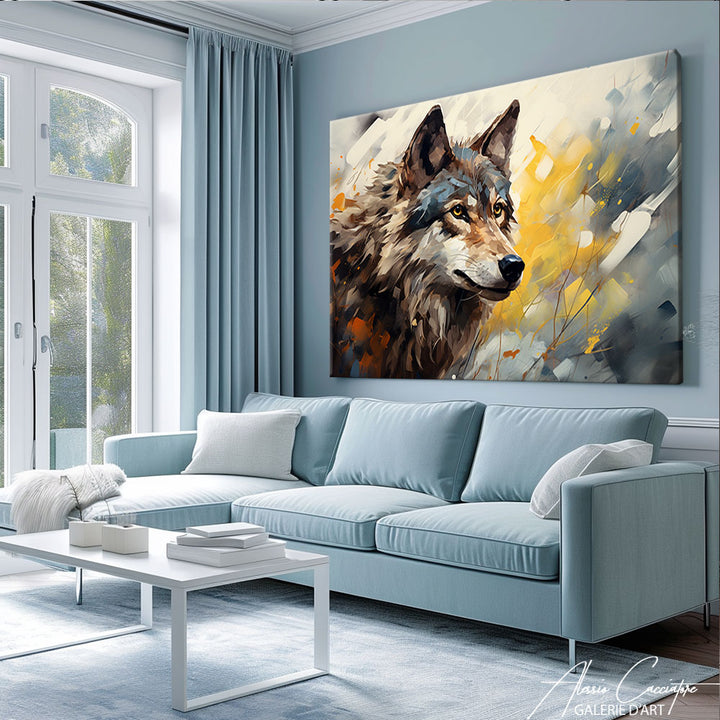 tableau loup peinture