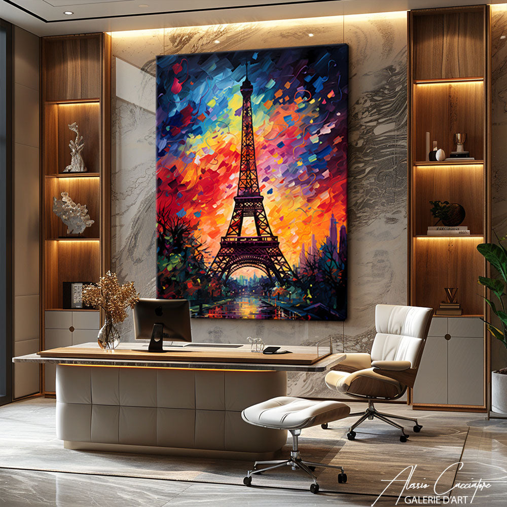 tableau peinture tour eiffel