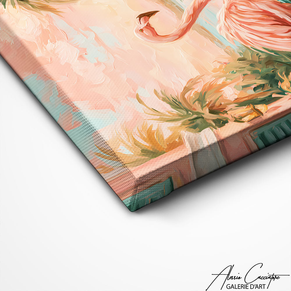Décoration Murale Flamant Rose Tableau Peinture