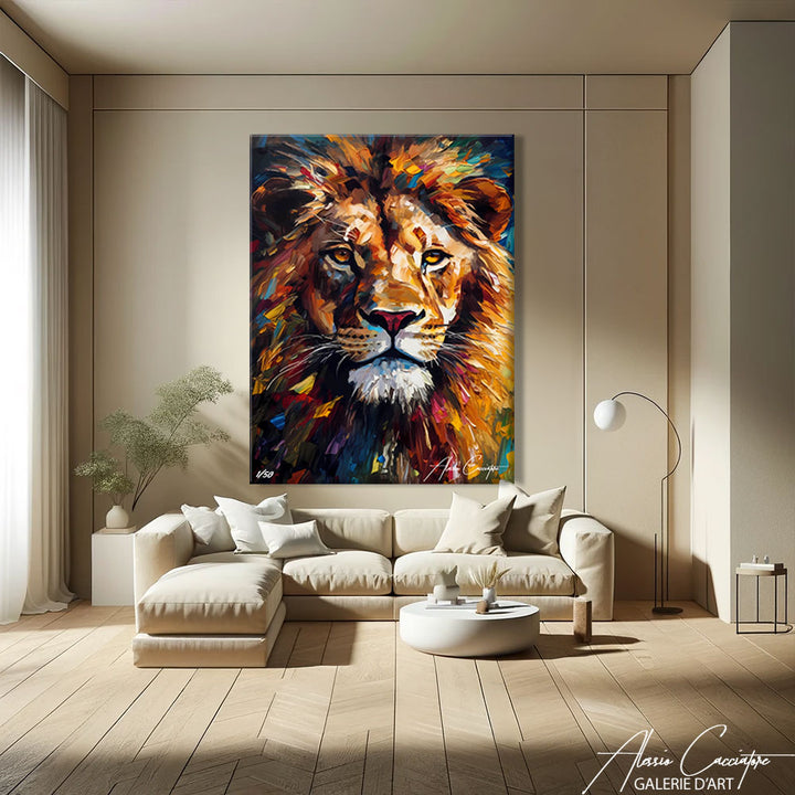 tableau lion contemporain