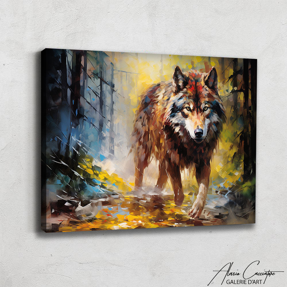 tableau loup foret