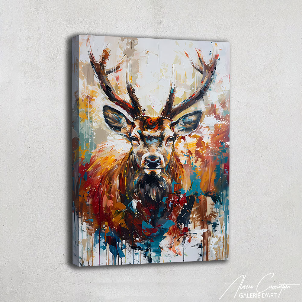 tableau cerf peinture