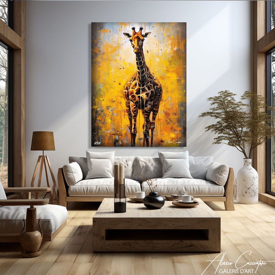 peinture sur toile girafe – mise en situation