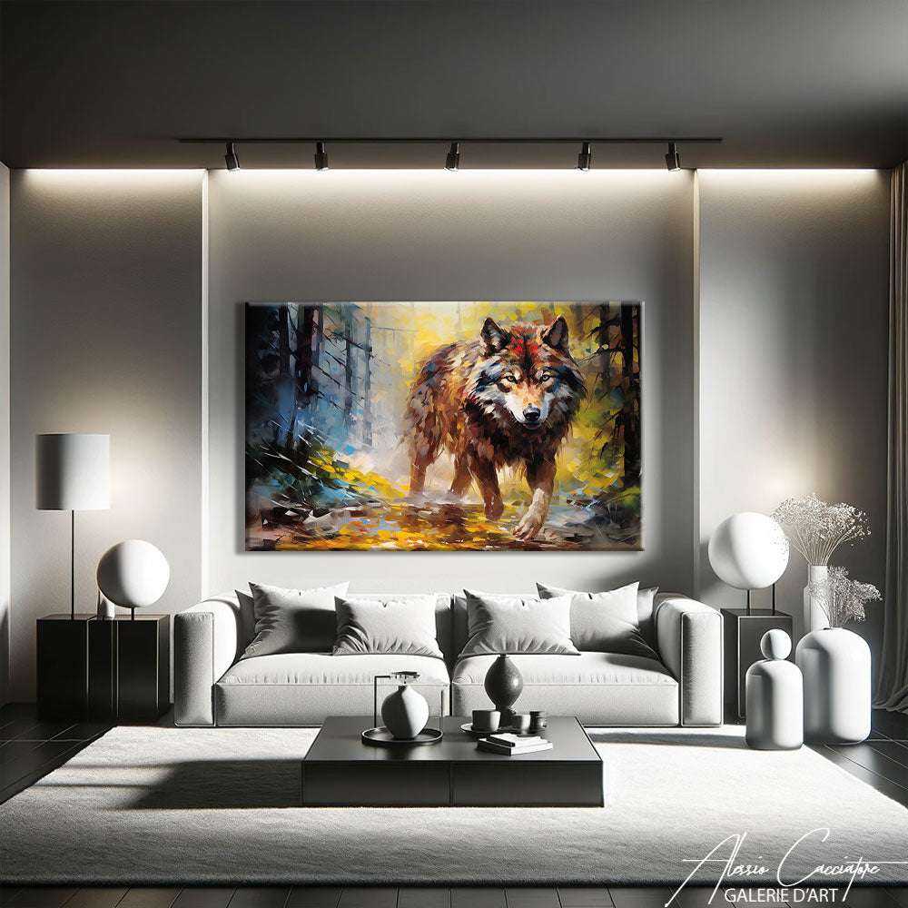 tableau loup foret