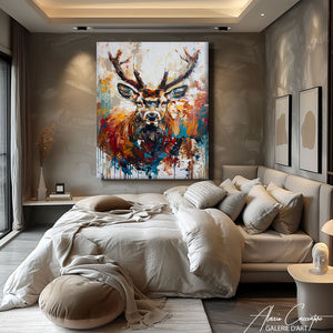 tableau cerf abstrait