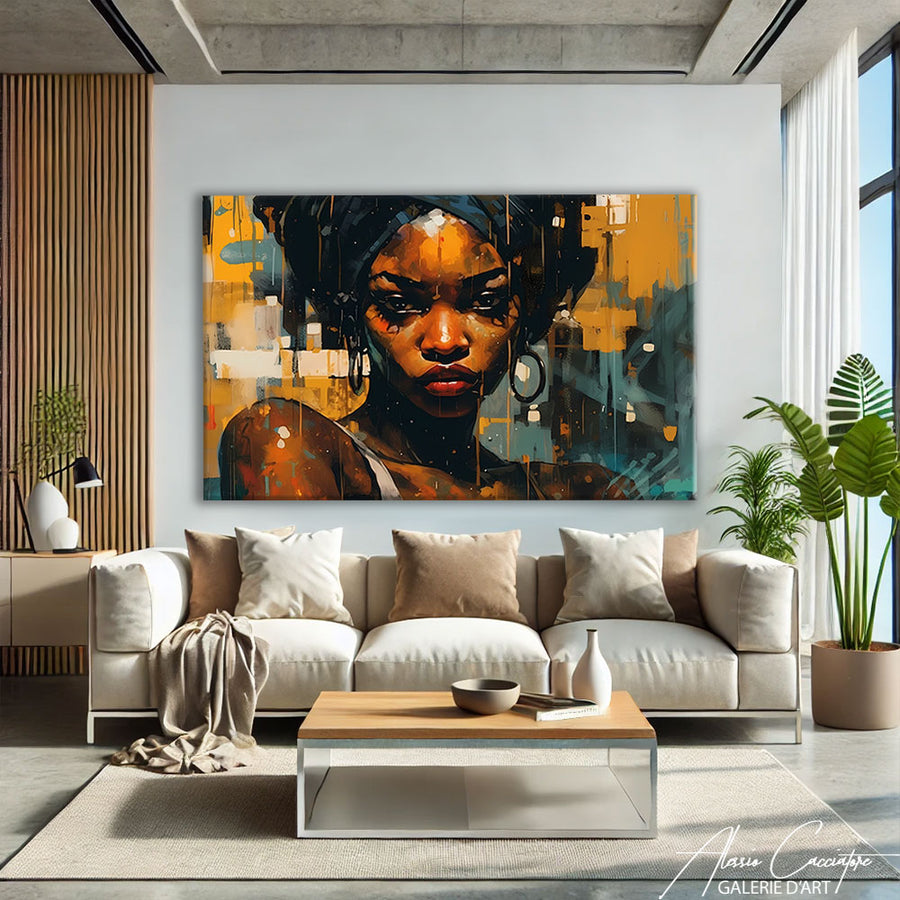 Tableau Visage Femme Africaine – mise en situation