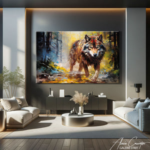 tableau loup montagne