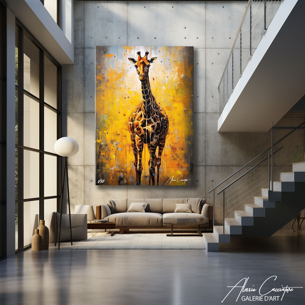 tableau abstrait girafe