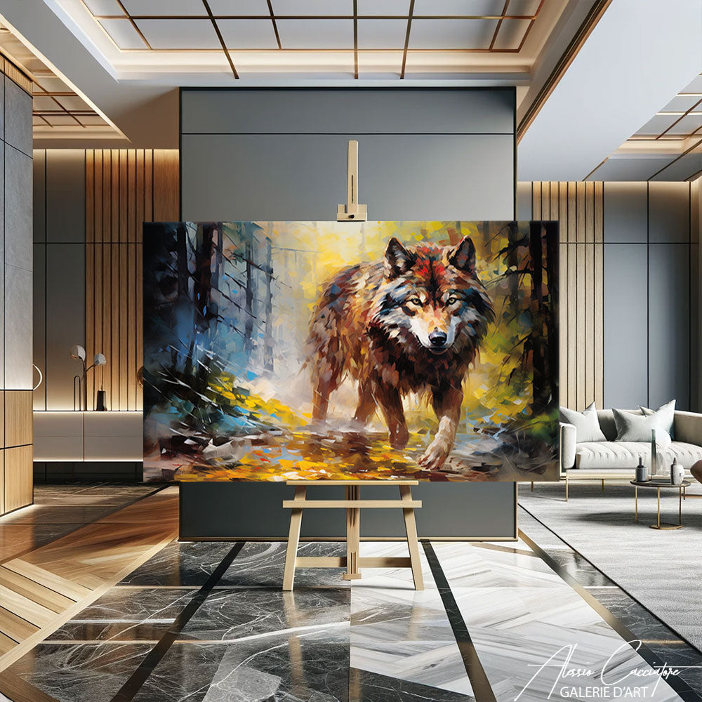 tableau loup coloré