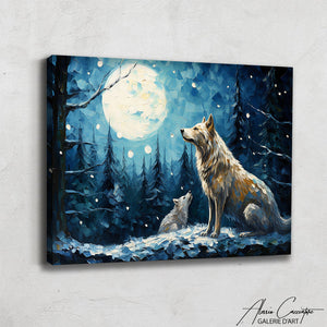 PEINTURE LOUP LUNE