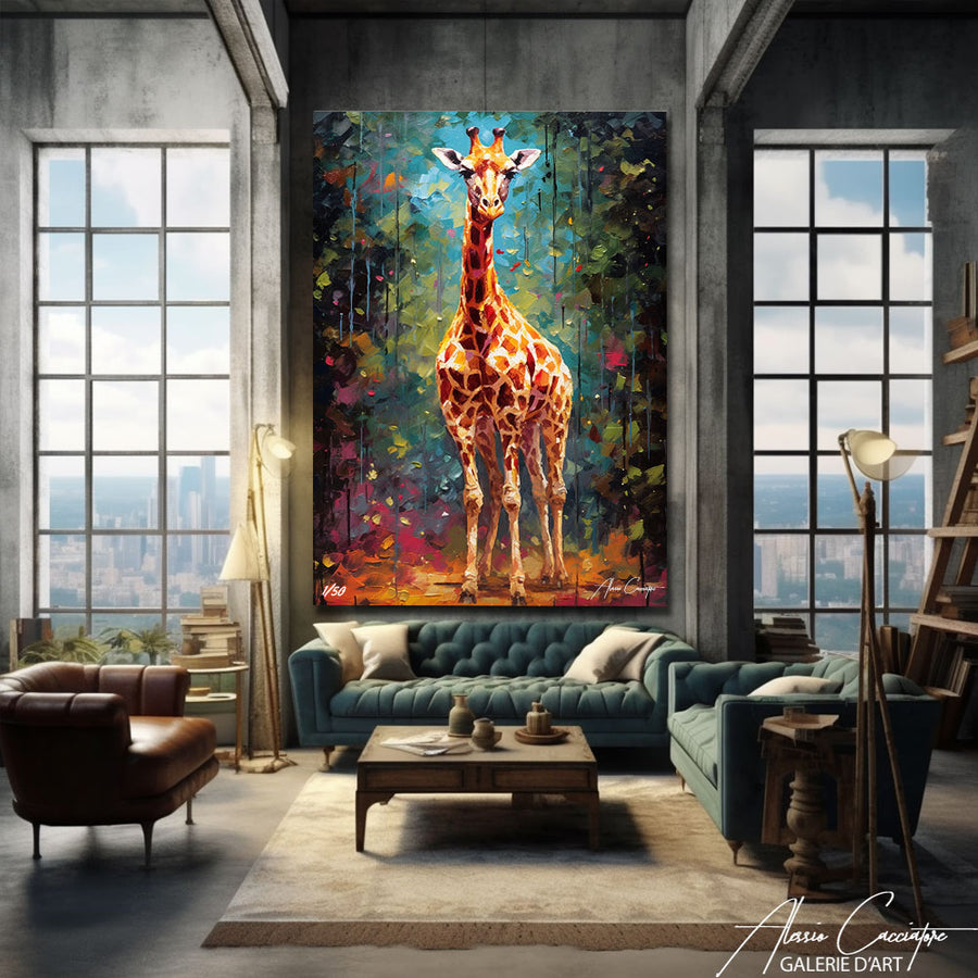peinture girafe moderne – mise en situation