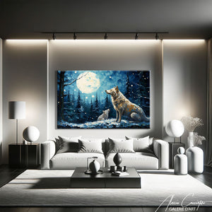 PEINTURE LOUP LUNE