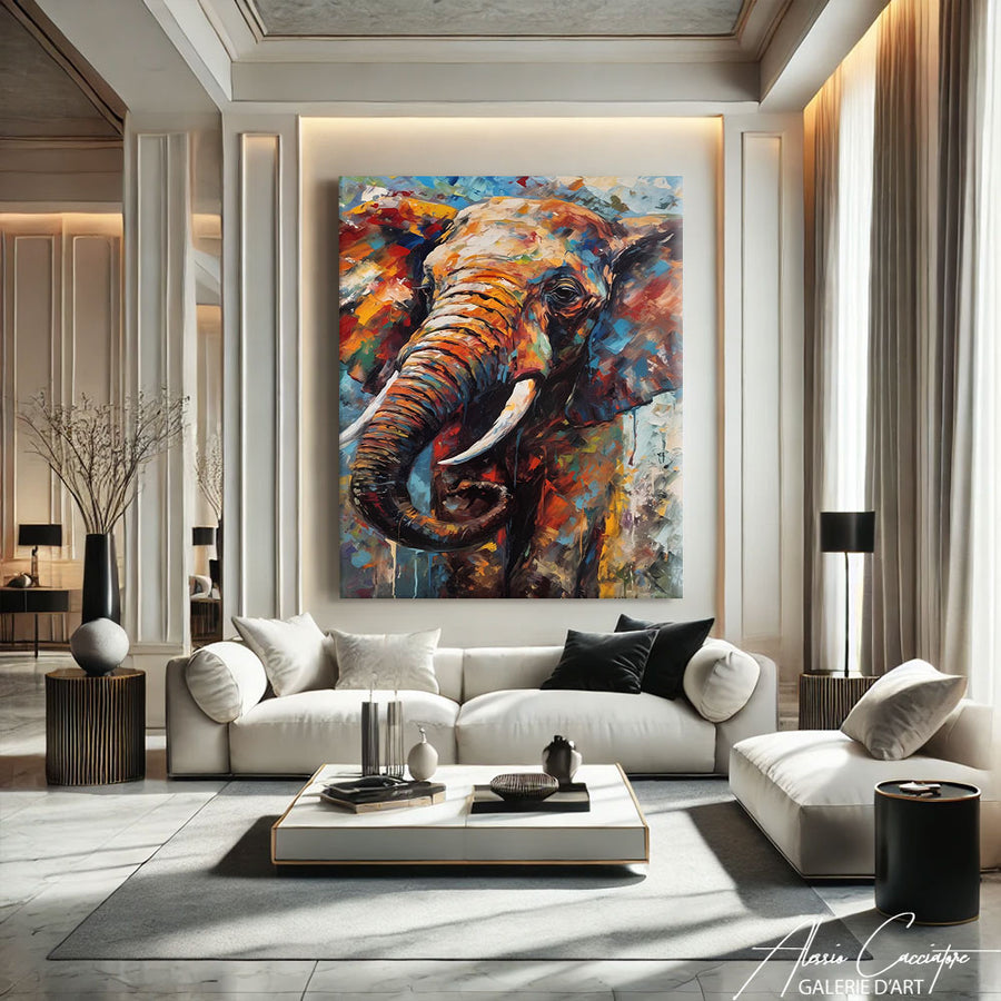 tableau contemporain elephant – mise en situation