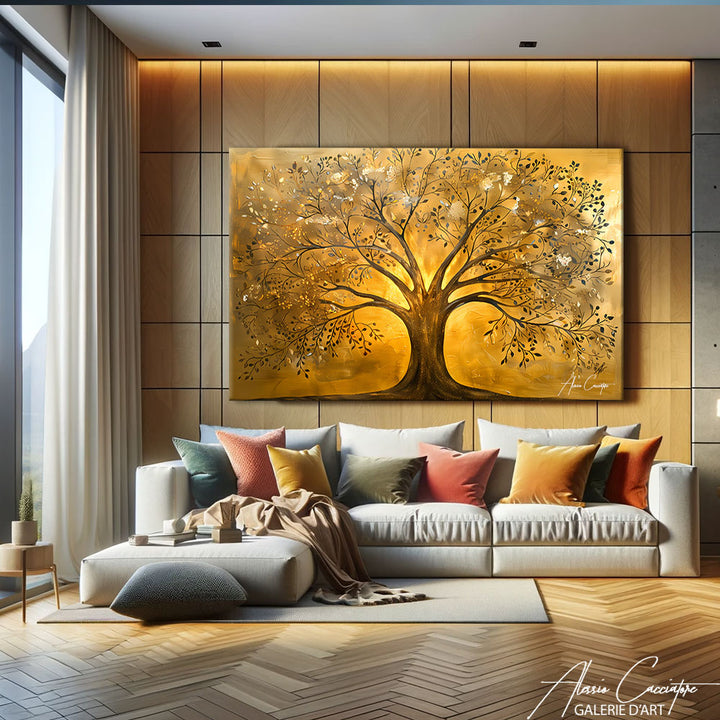 tableau arbre de vie doré