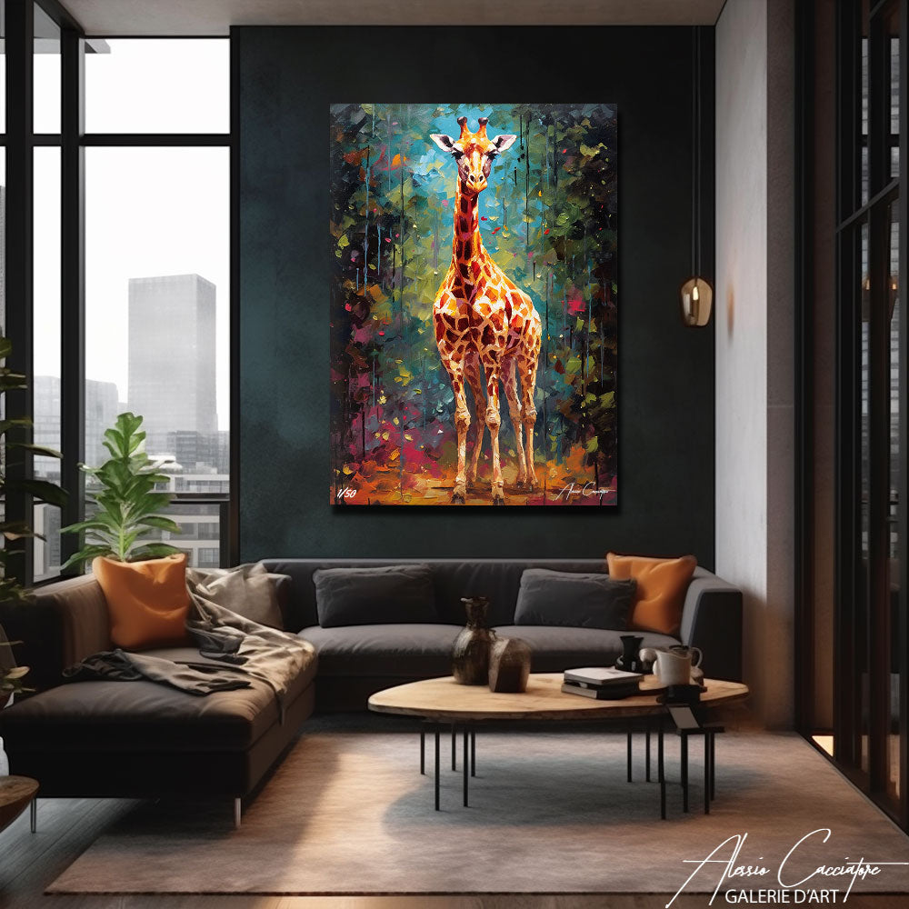 tableau girafe moderne