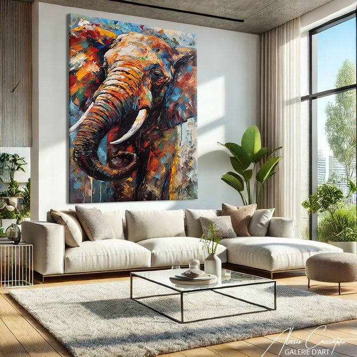 tableau contemporain elephant